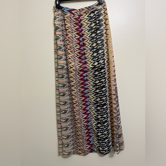 Love Rich Multicolor Zigzag Maxi Skirt with slits and built in mini skirt Size M - Picture 3 of 6